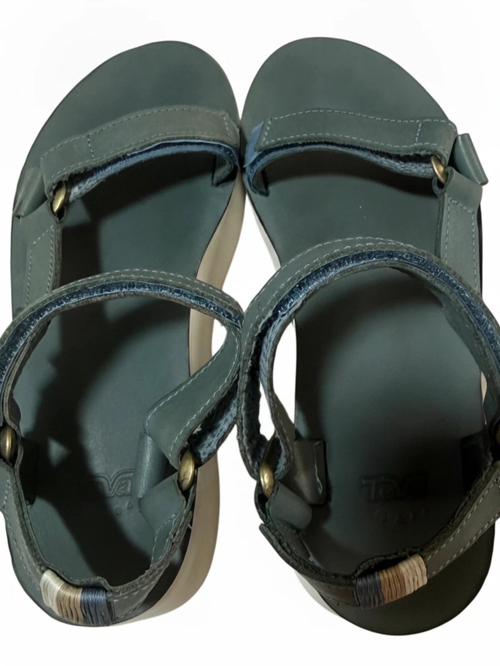 Teva Women’s Platform Sandals with White Soles in Blue, Size 8 - Picture 4 of 8